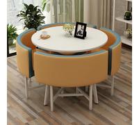 Round Conference Table Set with 4 Leather Chairs - 5 Piece Dining Room Furniture for Small Spaces, Kitchen, and Apartments - Stylish Round Table and Chair Combo