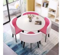 Round Conference Table Set5Piece Dining Table with 4 Chairs Bar Table 80x75cm/31.5x29.5in PerfectBreakfast and Family Meals