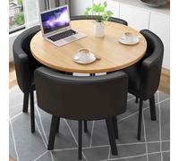 Round Conference Table with 4 PU Back Chairs, 5-Piece Patio Dining Set, Room Table and Chair Set, Ideal for Outdoor Use