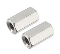 Round Connector Nuts, 2Pcs M8 Nuts 304 Stainless Steel Metric Hex Coupling Nut Fasteners Female Thread Rod