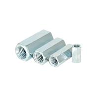 Round Connector Nuts, 40pcs M6/8/5 Hex Long Nuts Coupling Connection Thread Rod Carbon Steel Galvanized Hexagonal Stub L(M8x12x15)
