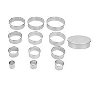Round Cookie Molds Set 12pcs Stainless Steel Baking Accessories Portable Round Biscuit Cutting Mould for Cake Decorating Baking Pastry Making Rustproof Durable Reusable Kitchen