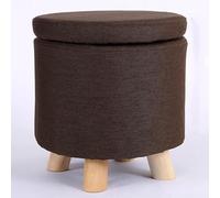 Round Cotton and Linen Storage Pouf, Stackable Footstool for Versatile Use in Living Room, Entryway, and Bedroom