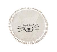 Round Cotton Area Rug Cat Motif ø 120 cm Beige ETSERI