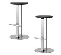 Round Counter Height Bar Stools Backless Set of 2, Wooden Barstools with Sturdy Metal Legs, Industrial Kitchen Dining Chairs with Footrest for Dining Room Countertop