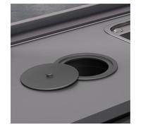 Round Countertop Waste Chute Flip Top Trash Can Lid 22cm Brushed Garba Hole Cover Embedded Waste Disposer for Office Black