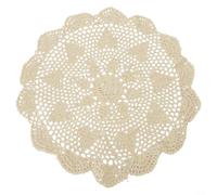 Round Crochet Doily Table Cloth Made Of Cotton, Vintage Tablecloths, Lace Table Covers, Suitable for Home Decor, Dining Tables, Restaurant, and DIY Projects(Beige)