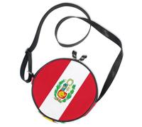 Round Crossbody Bag Canvas Messenger Purse Flag Of Peru (state)
