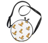 Round Crossbody Bag Canvas Messenger Purse Golden Retrievers on White