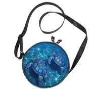 Round Crossbody Bag Canvas Messenger Purse Hawaii Sea Turtle Blue Ocean Summer Blue Ocean Turtle