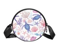 Round Crossbody Bag Shoulder Bag for Women Men, Belt Bag Purse Fanny Pack Chest Bag with Adjustable Strap, Turtle Starfish Coral Shell