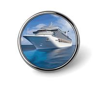 Round Cruise Ship Lapel Pin Metal Custom Pins Personalized Decoration Lapel Badge Small Brooch Hat Shirt Tie Sweater Clothes Accessories Decoration for Men Women