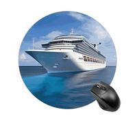 Round Cruise Ship Mouse Pad Small Waterproof Mouse Mat with Anti-Slip Rubber Base Funny Cute Computer Mousepad Desk Accessories for Laptop Gaming Office Home Decor