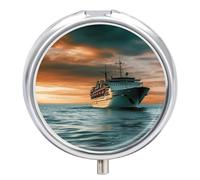 Round Cruise Ship Pill Organizer Pill Box 3 Compartment Portable Travel Medicine Case Daily Mini Compact Medicine Container Storage Vitamin Supplement Dispenser