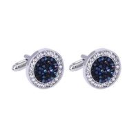Round Crystal Gemstone Cufflinks for Men Women Classic Men's Cufflink Jewelry Set for Business Wedding Party Formal Events Daily Tuxedo Dress Shirt Accessories, S, Rhinestone Crystal, no gemstone