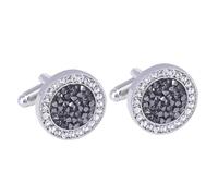 Round Crystal Gemstone Cufflinks for Men Women Classic Men's Cufflink Jewelry Set for Business Wedding Party Formal Events Daily Tuxedo Dress Shirt Accessories, S, Rhinestone Crystal, no gemstone
