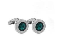 Round Crystal Gemstone Cufflinks for Men Women Classic Silver Men's Cufflink Jewelry Set for Business Wedding Party Formal Events Daily Tuxedo Dress Shirt Accessories, S, Rhinestone Crystal, no