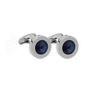 Round Crystal Gemstone Cufflinks for Men Women Classic Silver Men's Cufflink Jewelry Set for Business Wedding Party Formal Events Daily Tuxedo Dress Shirt Accessories, S, Rhinestone Crystal, no