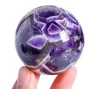 Round Crystals Decorative Sphere,Dream Amethyst Crystal Balls,Polished Purple Gemstone Ball Gift Home Decor Divination Yoga,8.5~9cm