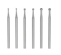 Round Cup Burr Set 6 Pcs Jewelry Making Burs Steel Wire Rounder Bits Wood Carving Cutter for Olive Kernels Beads Micro-Carving 6 Sizes 49.5mm Length