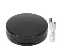 Round Cushion Foundation Empty Case LED Light Mirror Compact Portable Cosmetic Container for Makeup Checking at Home Outdoor Travel ABS White Light