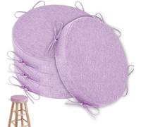 Round Cushioned Bar Stool Seat Pads Set - Non Slip Machine Washable Covers for Kitchen & Office Stools 12 17" with Ties 4 Pieces (16x2in)