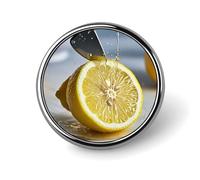 Round Cut Lemon Lapel Pin Metal Brooch Personalized Novelty Pin Cute Button Badge Safety Pin Fashion Jewelry Accessories Gift for Clothes Hat Backpack Bag