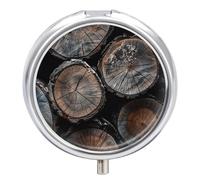 Round Cut Wood Pill Box, 3 Compartment Small Pill Case Waterproof Travel Pill Organizer for Pocket Or Purse Portable Mini Medicine Tablet Vitamin Holder Pill Case
