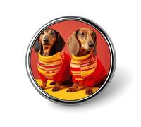 Round Cute Dachshund Brooch Classic Mini Pin 1 Inch Aluminum Alloy Lapel Pin Personalized Button Badge for Backpack Hat Suit Jacket Clothing Decoration