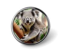 Round Cute Koala Brooch Classic Mini Pin 1 Inch Aluminum Alloy Lapel Pin Personalized Button Badge for Backpack Hat Suit Jacket Clothing Decoration