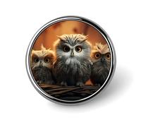 Round Cute Owl Brooch Classic Mini Pin 1 Inch Aluminum Alloy Lapel Pin Personalized Button Badge for Backpack Hat Suit Jacket Clothing Decoration