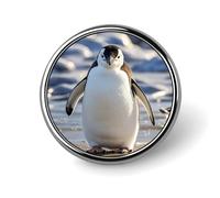 Round Cute Penguin Brooch Classic Mini Pin 1 Inch Aluminum Alloy Lapel Pin Personalized Button Badge for Backpack Hat Suit Jacket Clothing Decoration
