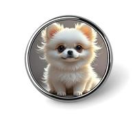 Round Cute Pomeranian Brooch Classic Mini Pin 1 Inch Aluminum Alloy Lapel Pin Personalized Button Badge for Backpack Hat Suit Jacket Clothing Decoration
