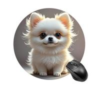 Round Cute Pomeranian Mouse Pad Non-Slip Rubber Base Waterproof Mouse Mat Travel Portable Gaming Mousepad for Office Work Home Computer Laptop Personalized Accessory