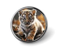 Round Cute Tiger Lapel Pin Metal Custom Pins Personalized Decoration Lapel Badge Small Brooch Hat Shirt Tie Sweater Clothes Accessories Decoration for Men Women