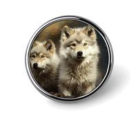 Round Cute Wolf Brooch Classic Mini Pin 1 Inch Aluminum Alloy Lapel Pin Personalized Button Badge for Backpack Hat Suit Jacket Clothing Decoration