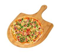 Round Cutting Board with Handle Bamboo Serving Board for Kitchen Mear Bread Cheese Pizza Vegetables Wedding 15.4 X 11.6''