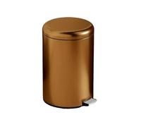 Round Cylindrical Small Trash Can with Foot Pedal, Space-Saving Stainless Steel Bathroom Bin, Compact Garbage Can for Tight Corners (Gold)