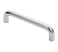 Round D-Bar Cabinet Pull Handle- 106 x 10mm - 96mm Fixing Centres - Chrome | Cabinet Pull Handle - Wardrobe Cupboard Door Handle - Suitable for Lightweight Internal Doors