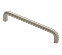 Round D Bar Cabinet Pull Handle 138 x 10mm 128mm Fixing Centres Satin Nickel