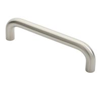 Round D Bar Door Pull Handle 247 x 22mm 225mm Fixing Centres Satin Steel