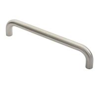 Round D Bar Door Pull Handle 322 x 22mm 300mm Fixing Centres Satin Steel