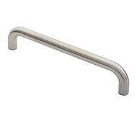 Round D Bar Door Pull Handle - 322 x 22mm - 300mm Fixing Centres - Satin Steel | Tubular Design Pull Handle - Suitable for Lightweight Internal Doors - Cabinet, Wardrobe, Cupboard Door Handle