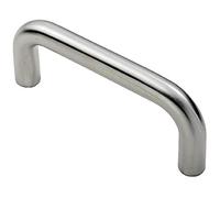 Round D Bar Pull Handle - 169 x 19mm - 150mm Fixing Centres - Satin Steel | Tubular Design Pull Handle - Suitable for Lightweight Internal Doors - Cabinet, Wardrobe, Cupboard Door Handle