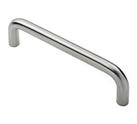 Round D Bar Pull Handle - 244-19mm - 225mm Fixing Centres - Satin Steel | Tubular Design Pull Handle - Suitable for Lightweight Internal Doors - Cabinet, Wardrobe, Cupboard Door Handle