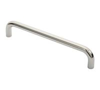 Round D Bar Pull Handle 319 x 19mm 300mm Fixing Centres Bright Steel