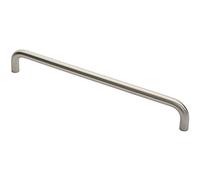 Round D Bar Pull Handle - 444 x 19mm - 425mm Fixing Centres - Satin Steel | Tubular Design Pull Handle - Suitable for Lightweight Internal Doors - Cabinet, Wardrobe, Cupboard Door Handle