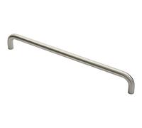 Round D Bar Pull Handle- 469 x 19mm- 450mm Fixing Centres- Satin Stainless Steel | Tubular Design Pull Handle - Suitable for Lightweight Internal Doors - Cabinet, Wardrobe, Cupboard Door Handle