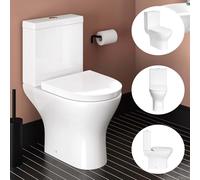 Round D-Shape Short Projection Rimless Dual 4/6 Litre Flush Toilet Close Coupled Pan, Cistern & Soft Closing Heavy Duty Seat