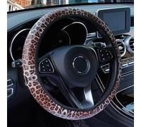 Round/D-shaped Steering Wheel Car Steering Wheel Cover Non-slip Leopard-print Without Inner Ring 37-39 Cm/15in For Subaru(Rosso)